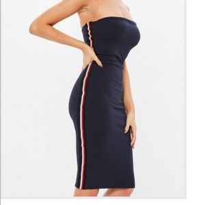 Missguided- Navy stretch crepe stripe bodycon midi